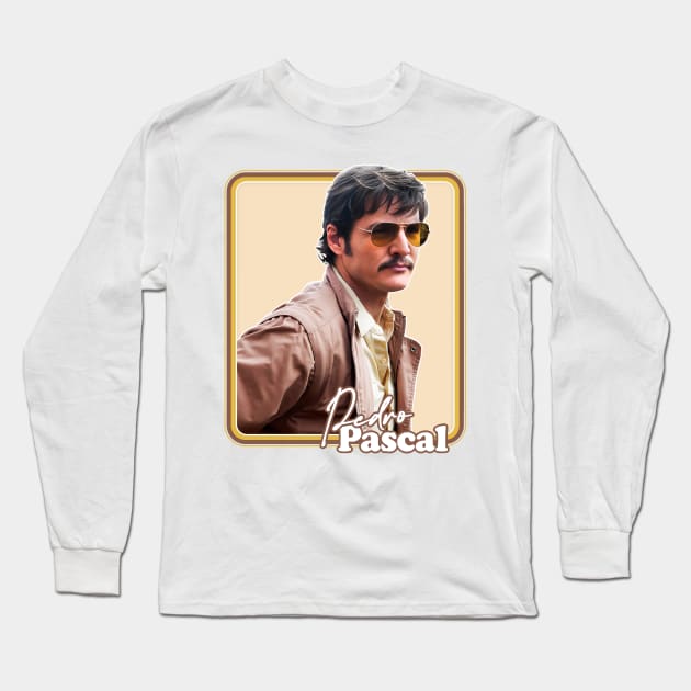 Pedro Pascal ---- Retro Fan Artwork Long Sleeve T-Shirt by DankFutura